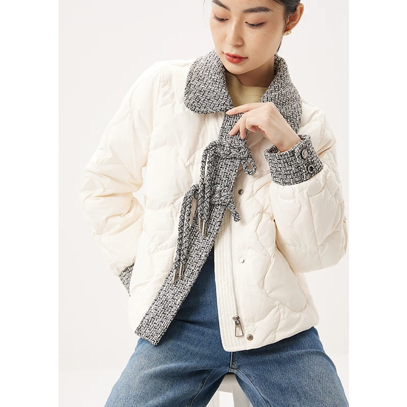 Fashion Design 85% Jackets for Women Chinese Style /Winter Spliced Wide-waisted Thin Zipper Casacos De Inverno Feminino 2022