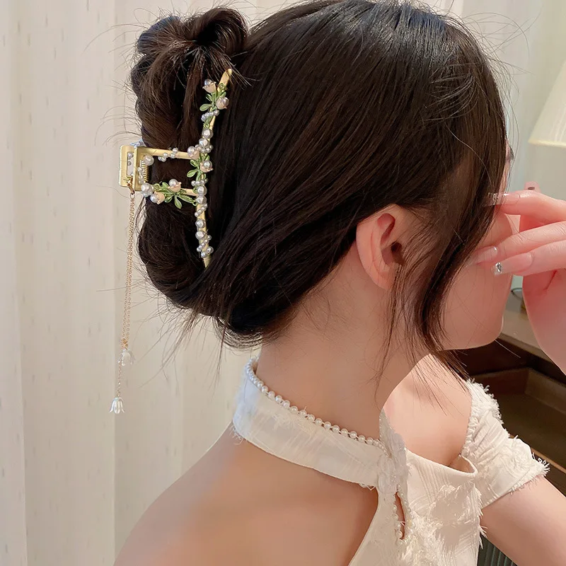 Женские Длинные заколки-крабы для волос золотистые винтажные металлические с