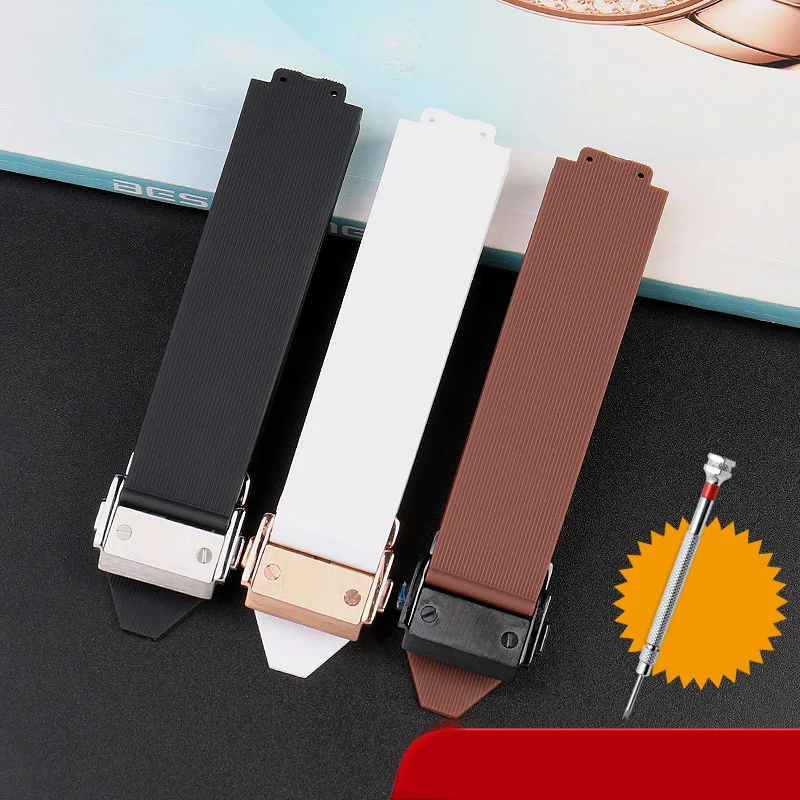 20*13mm  Rubber Watch Band Quartz Fusion Silicone Women Watchband Replace For Hublot Strap Folding Buckle
