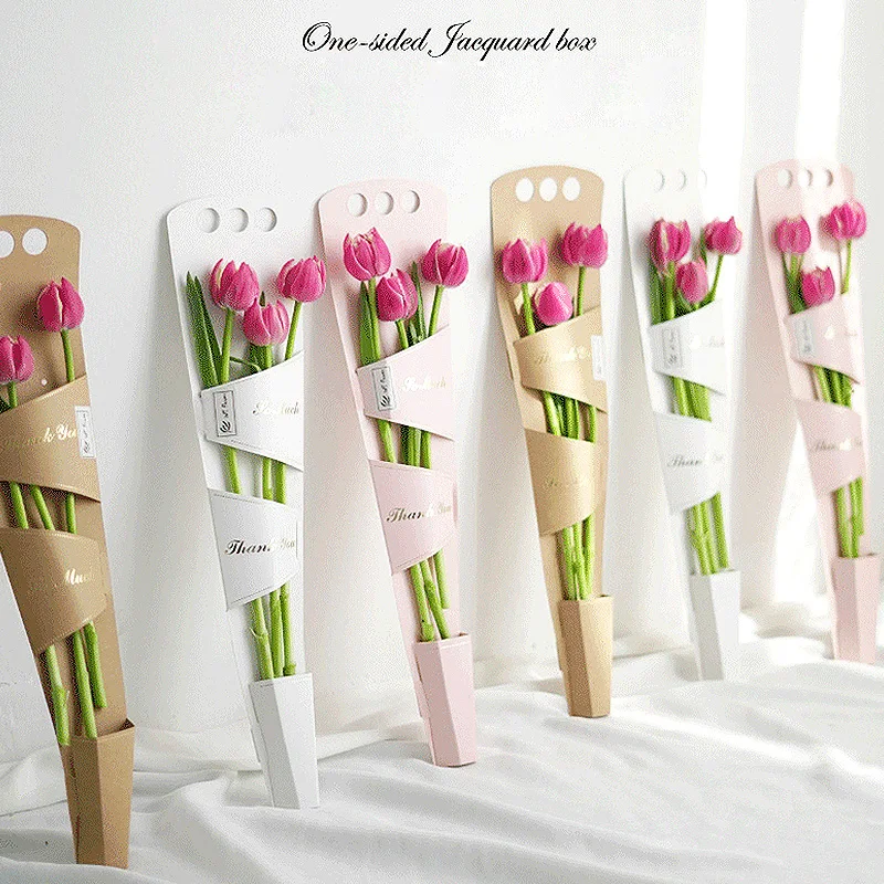 

10pcs Gift Handheld Rose Packaging Box Single-sided Flower Valentine's Day Hollow Decor Wedding Floral Package