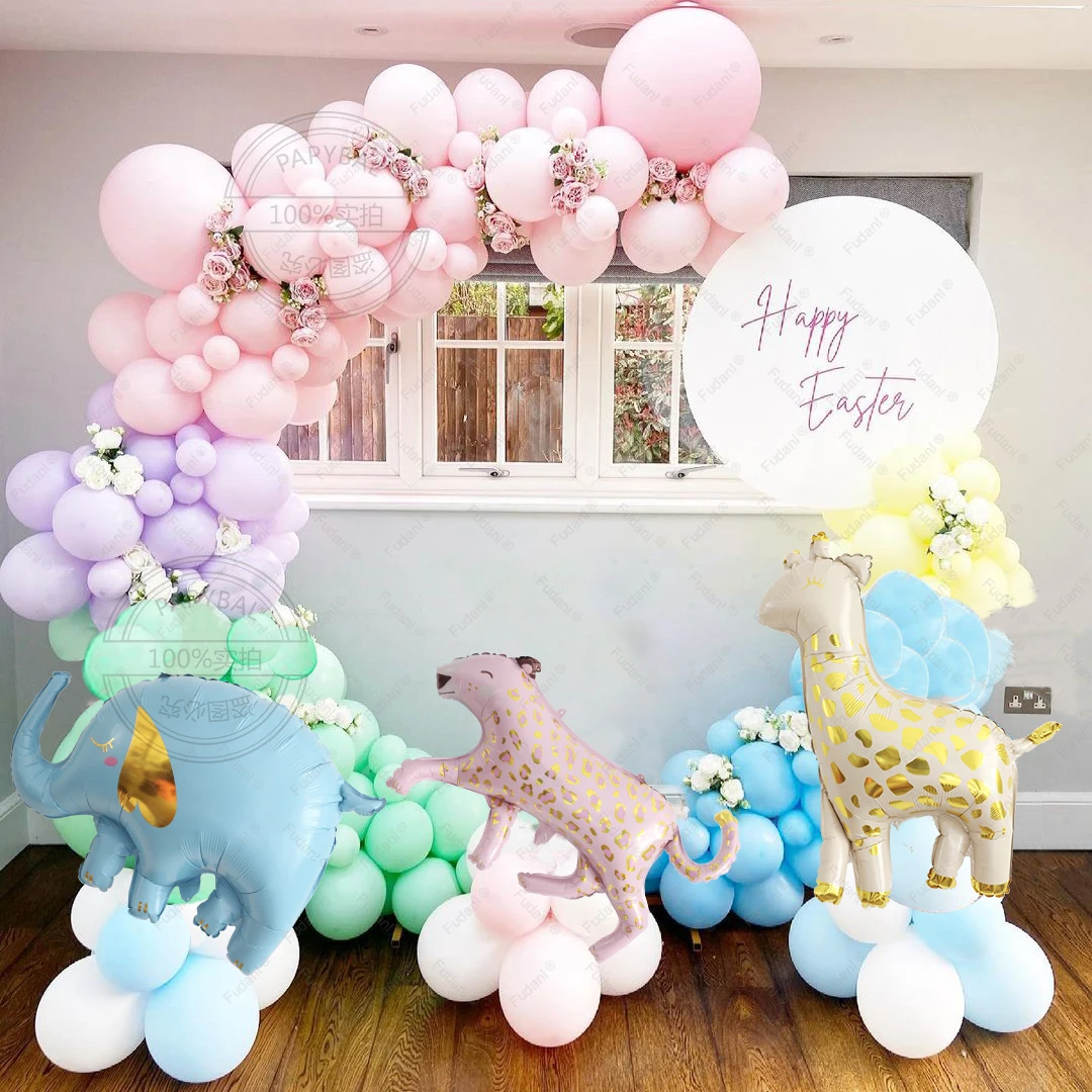 

1set Jungle Safari Latex Balloons Garland Arch Kit Cute Animal Aluminium Foil Balloons For Baby Shower Birthday Party Decors