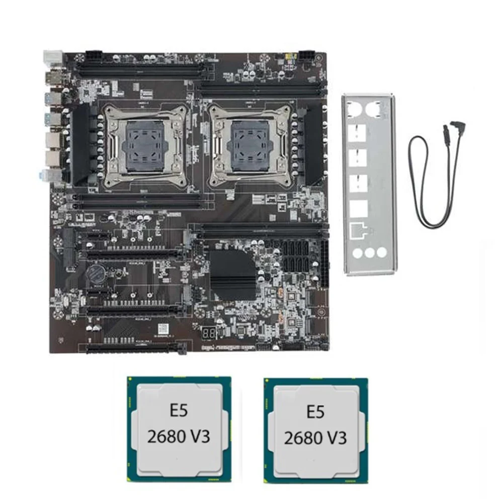 

X99 Dual-Socket Motherboard LGA 2011-3 Dual CPU DDR4 Memory Slot PCI-E 16X SATA2.0 NVME M.2 Interface E5-2680 V3 CPU