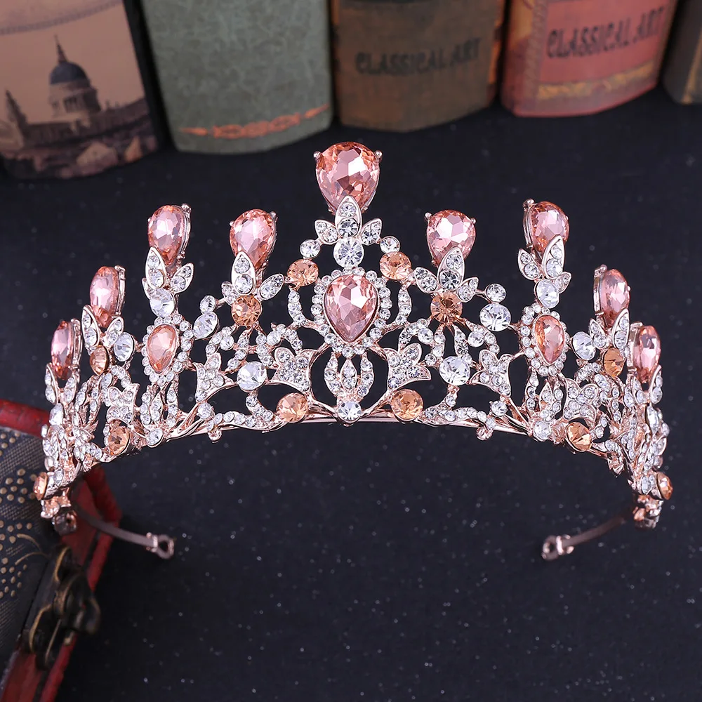 

Popular Wedding Headwear Multi-coloured Water Drop Crystal Bridal Crown Headband Wedding Hair Jewelry Accessories Princess Tiara
