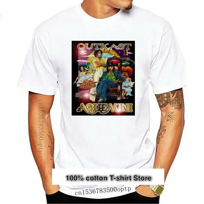 

Camiseta de música para hombre, prenda de vestir, en blanco y negro, con estampado de Outkast, Aquemini, Rap, Hip Hop, B, 2021