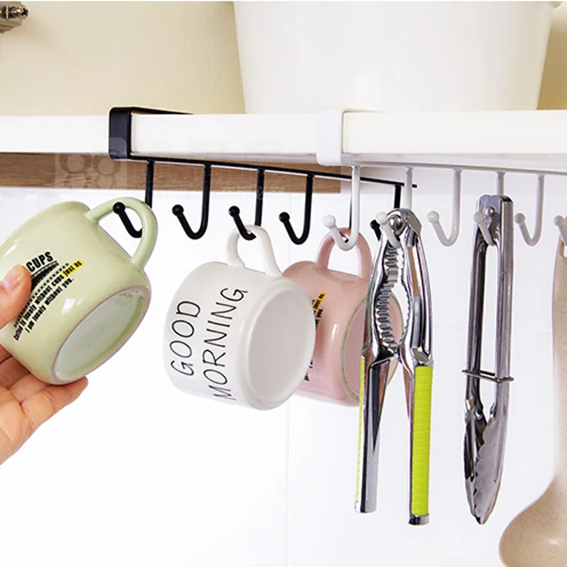 

Storage Racks Cabinet Hook Cup Holder with 6 Hooks Home Bathroom Hanging Hooks Kitchen Coffee Cup Organizer Clothes Shelf