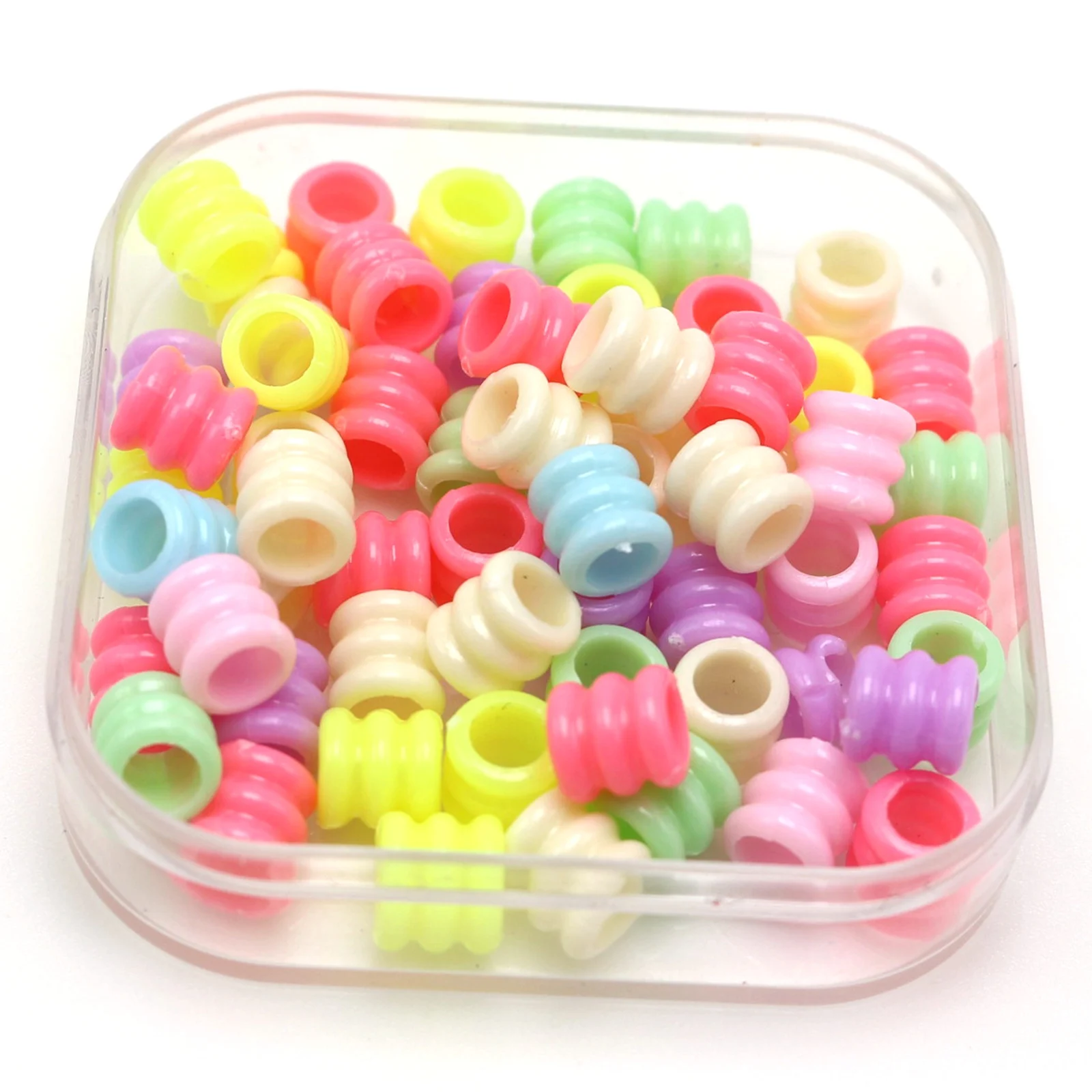 

500 Mixed Pastel Color Acrylic Column Tube Beads 7X7mm With Large Hole