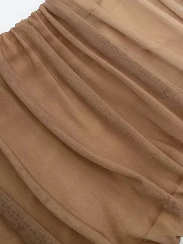 Женское платье с принтом из тюля, Пляжное плиссированное платье средней длины на тонких бретельках с прямым вырезом и украшением