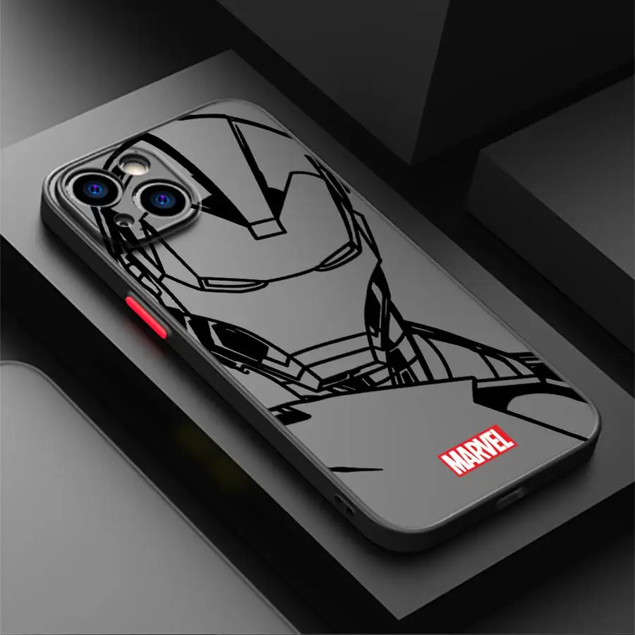 Фото Крутой чехол для телефона Marvel: Железный человек, Человек-паук для iPhone 17e, 17, 16e, 16, 15, 14, 13, 12, 11 Mini, Pro, Air, Max, Plus – матовый прозрачный чехол №4