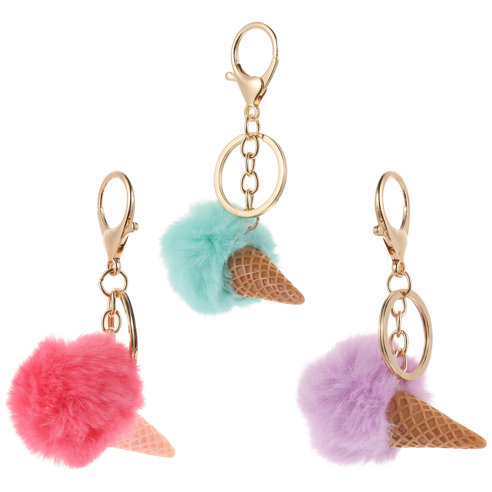 3 шт. роскошный пушистый брелок с мороженым для покупок детский конус имитация