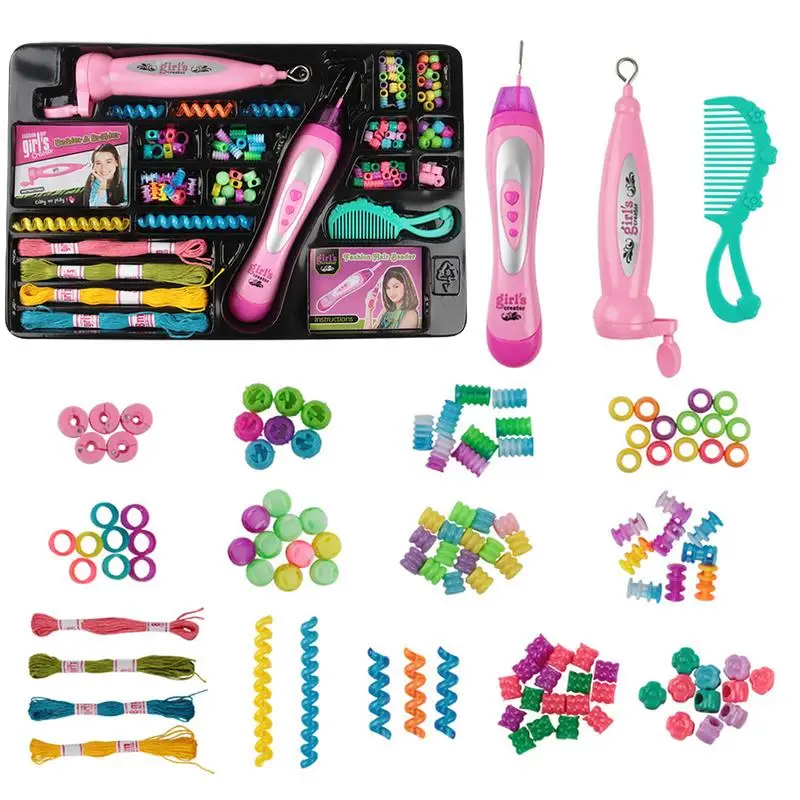 

Hair Braider Machine Hair Braiding Toy Kit Hairstyle Braid Kit DIY Hair Styling Tool With Comb Rope Rubber Ring Button Beads And