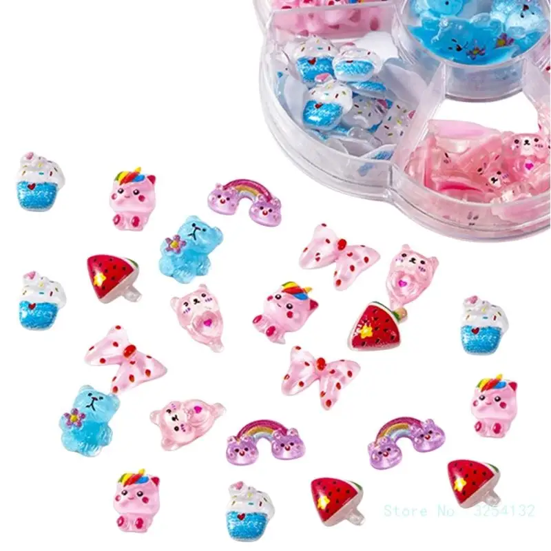 Милый бант для ногтей очаровательный мультяшный медведь искусственный полимер