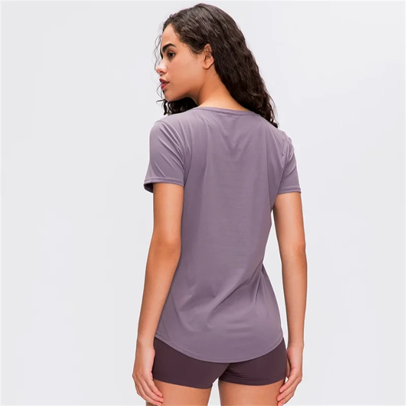 

LULU YOU WANT Short Sleeve Shirt Elastic Yoga Mesh Sports T Shirt Fitness Women's Gym Running Black Tops Tee