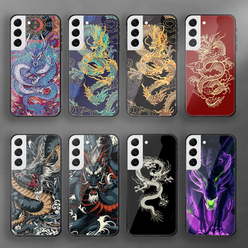 

Luxury China Dragon King Tempered Glass Phone Case Cover For Samsung Galaxy A S 9 12 13 20 21 22 32 33 Fe 5G Plus Ultra