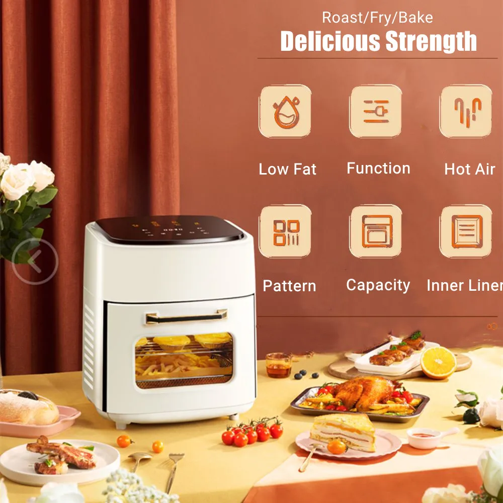 

1400W Multi Electric Air Fryer Oven 15L Rotisserie Dehydrator Without Oil Cooking LED Digital Touchscreen 6in1 Deep Fryers