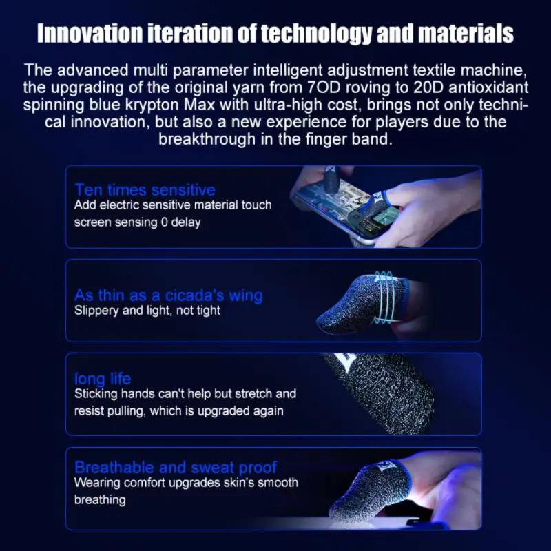 

2022 Blue Krypton MAX finger cover anti-skid light breathable touch screen finger cover King eating chicken game artifact