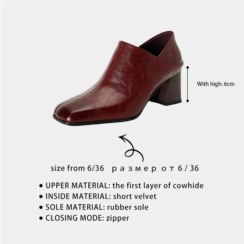 Ods Весенние лоферы из натуральной кожи Женская обувь Туфли на массивном каблуке с