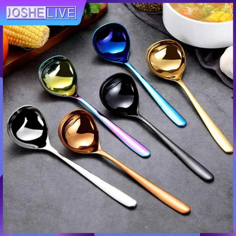 

Столовая ложка для рамен, столовая ложка для супа, 1 шт., металлическая ложка для соуса, кухонная утварь, Корейская длинная ложка из нержавеющ...