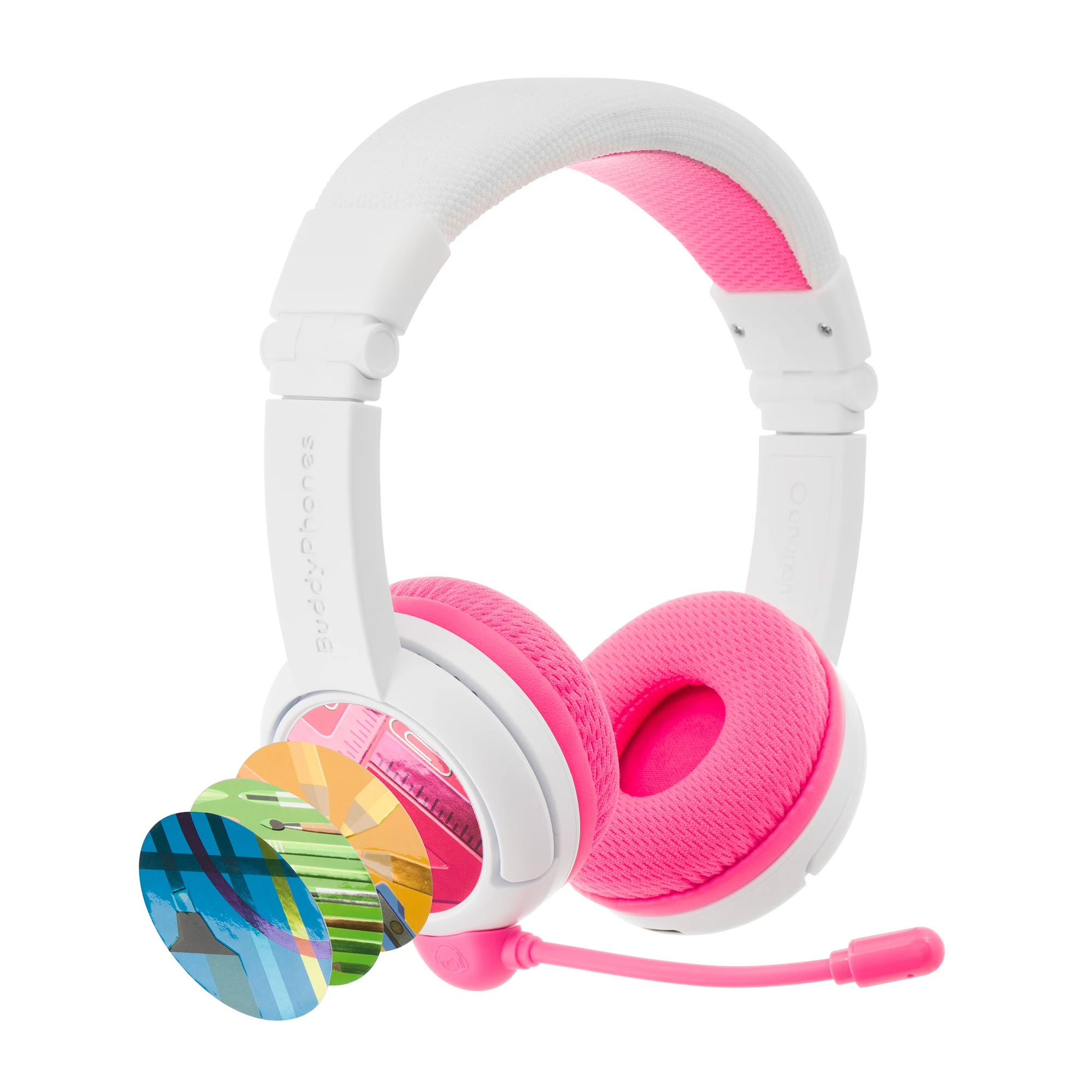 

School+ Wireless, On-Ear Bluetooth Foldable Kids Headphones with Detachable Boom Mic, 3 Volume Limiting Settings, Voice Enhance