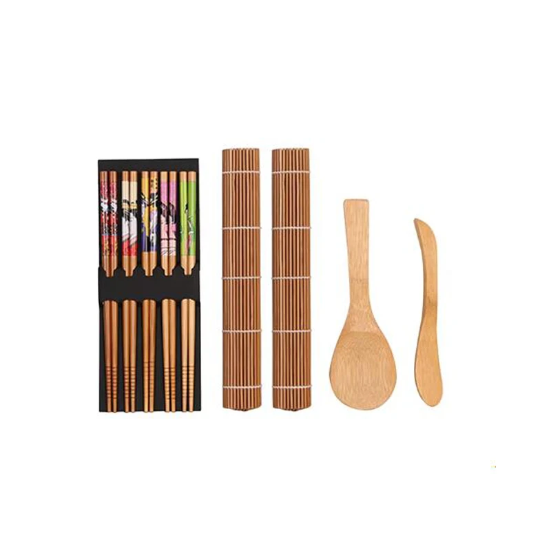 

9 шт./набор, бамбуковые коврики для суши, 5 пар палочек