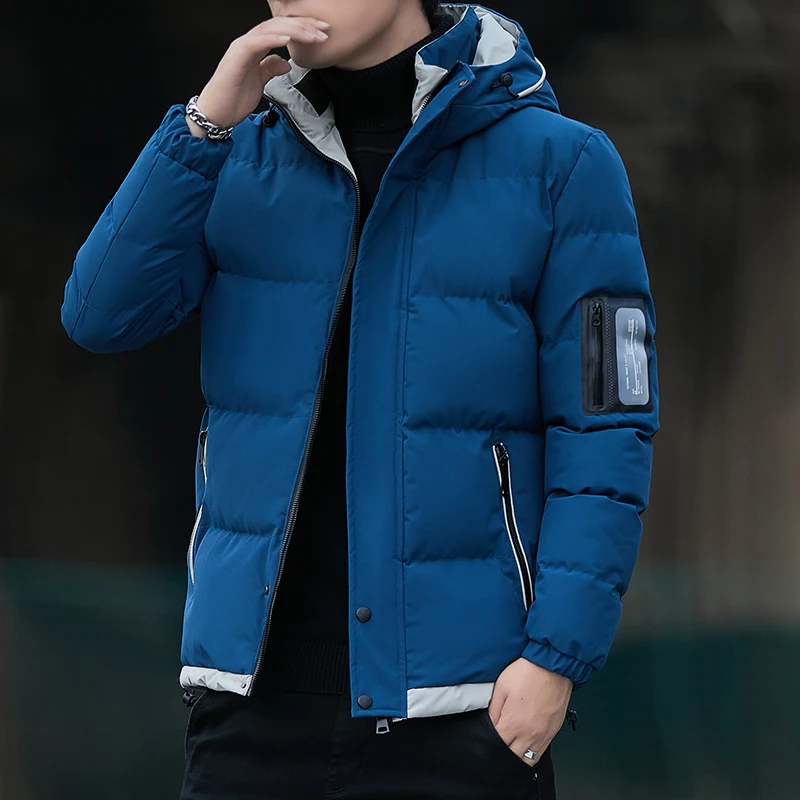 

Men's Autumn Jacket Zip Windbreaker Hooded Parka Male Winter Fashion 2023 Spring High Quaty Soft Black Blue Coat Men Clothing