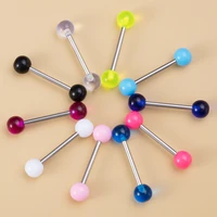 new fashion 10 color acrylic tongue piercing mixed color suit combined steel bar straight bar barbell tongue piercing wholesale