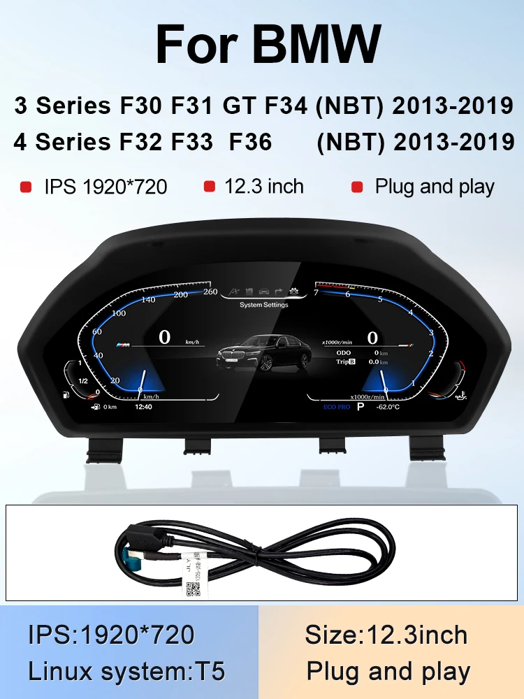 

Для BMW 3Series 4Series GT F30 F31 F32 F33 F34 F36 Автомобильный ЖК-дисплей приборной панели цифровой кластерный прибор 12,3-дюймовая панель системы Linux