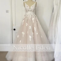 nicolle eden a line sweetheart wedding dresses 2022 customized backless floor length lace appliques robe de soir%c3%a9e vestidos