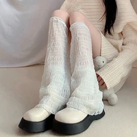 new japan style leg warmers women socks summer nylon thin over knee socks women sweet girls loose stockings foot cover