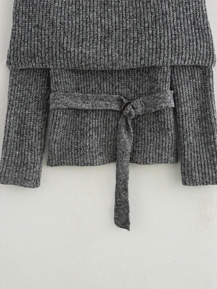 BKQU шикарный вязаный свитер с открытыми плечами женские элегантные теплые тонкие