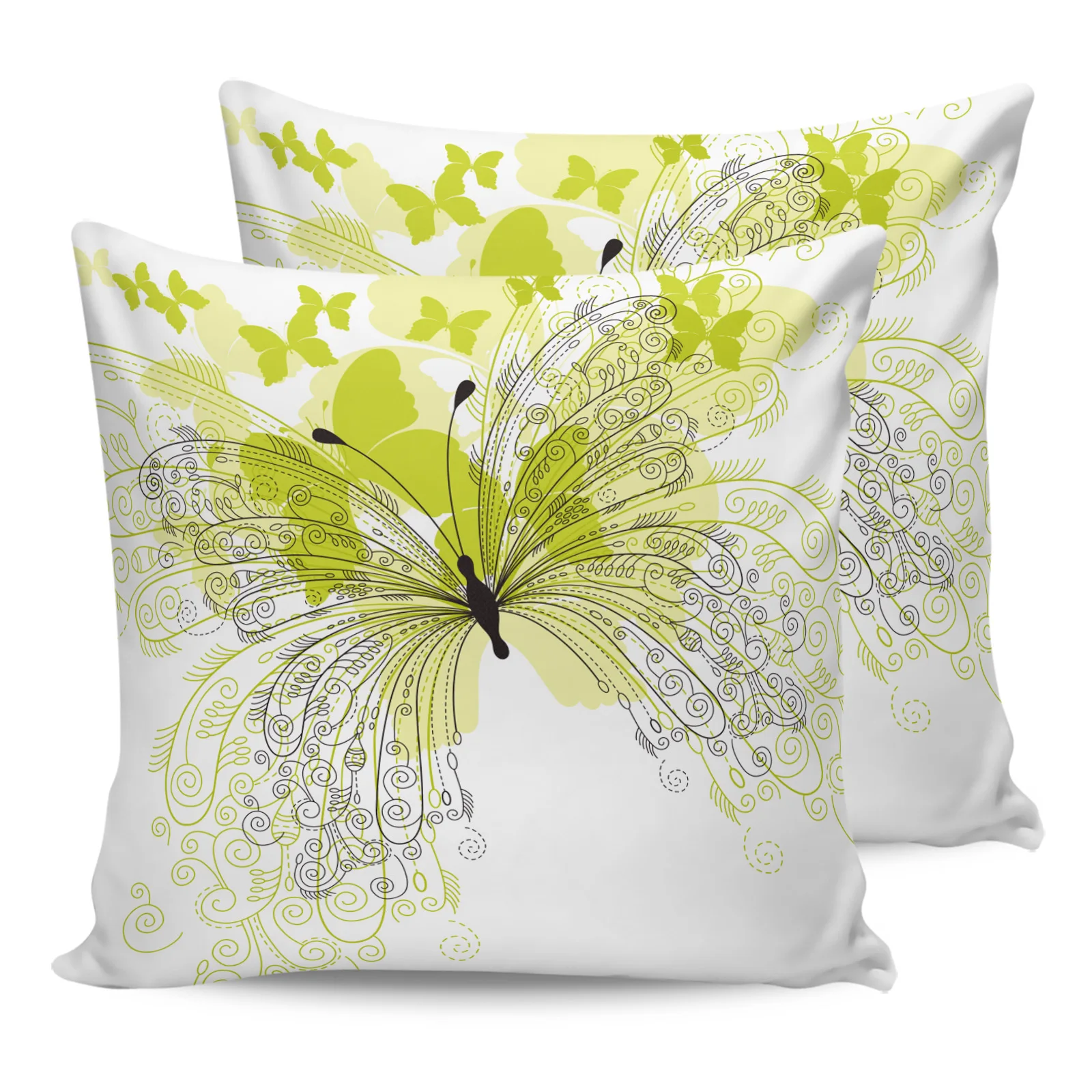 

2PCS Pillowcases Yellow Flower Butterfly Cushion Cover Home Bedding Living Room Decorative Couch Throw Pillow Case