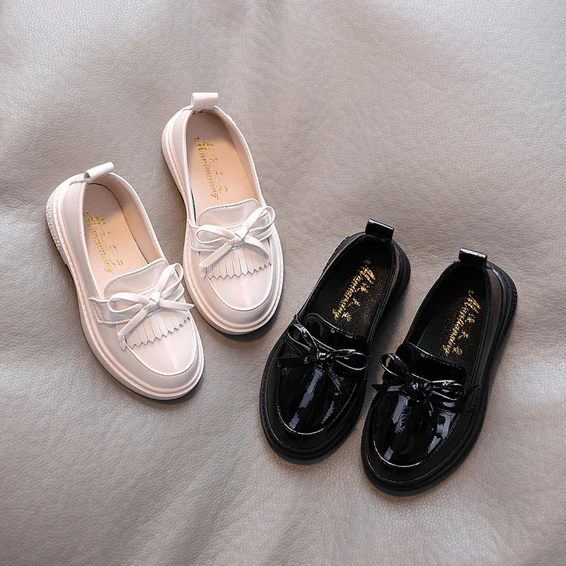 

Autumn Spring New Girls Shoes Children Leather Shoes Tassels Fringes Soft PU Patent Leather Kids Flats Oxfords Soft Loafers NM39