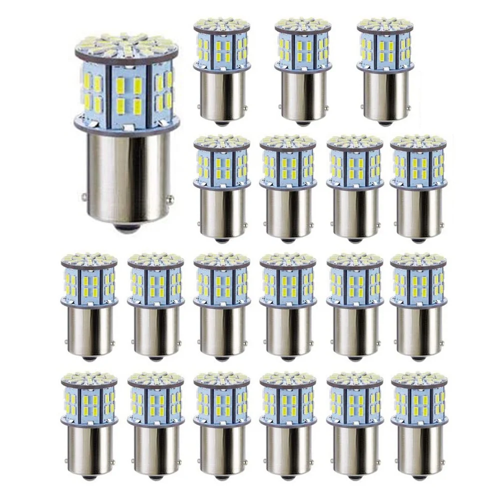 

20X светодиодный ные светильник пы для суперъярких 3014 50-SMD, Белые 1156 1141 1003 BA15S лампы для кемпера, прицепа, лодки, багажника