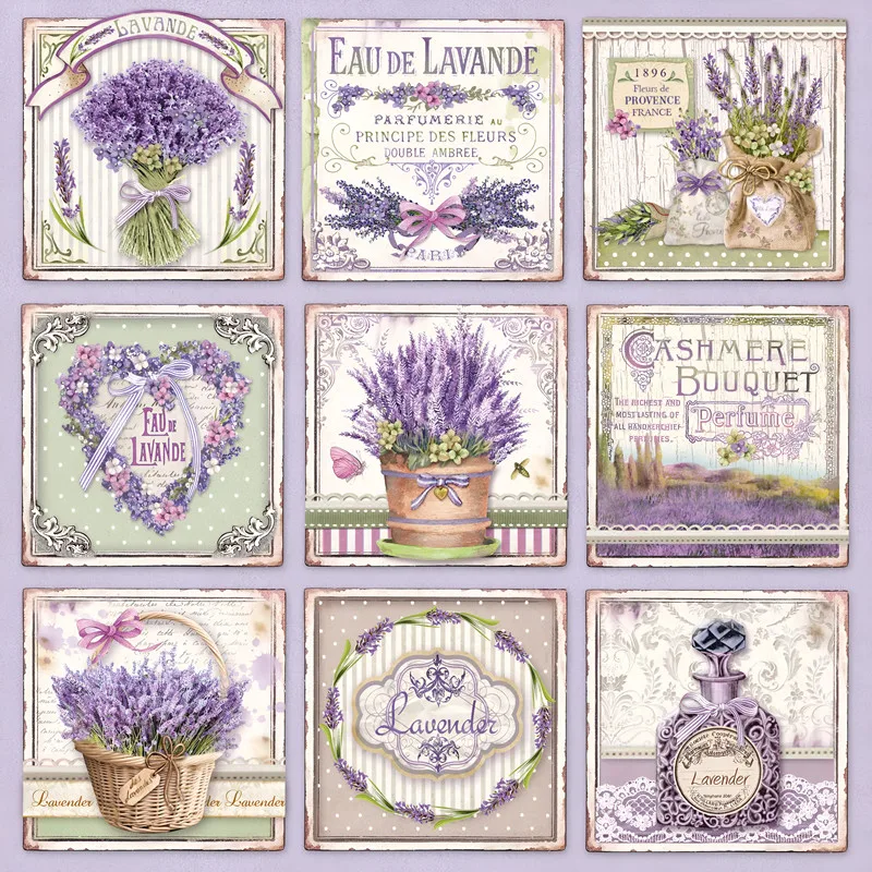 

Vintage Provence Lavender Sticker Decorative Washi Stickers Junk Journal Material Scrapbooking Label Diary Album