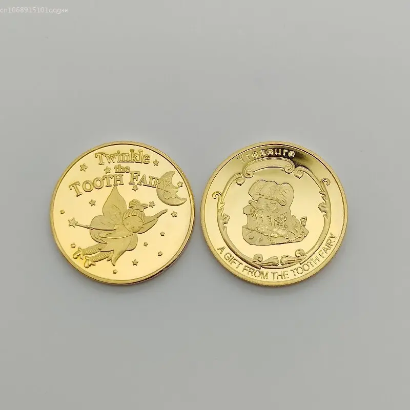 Золотая монета в виде мультяшных зубов позолоченная памятная детский подарок на