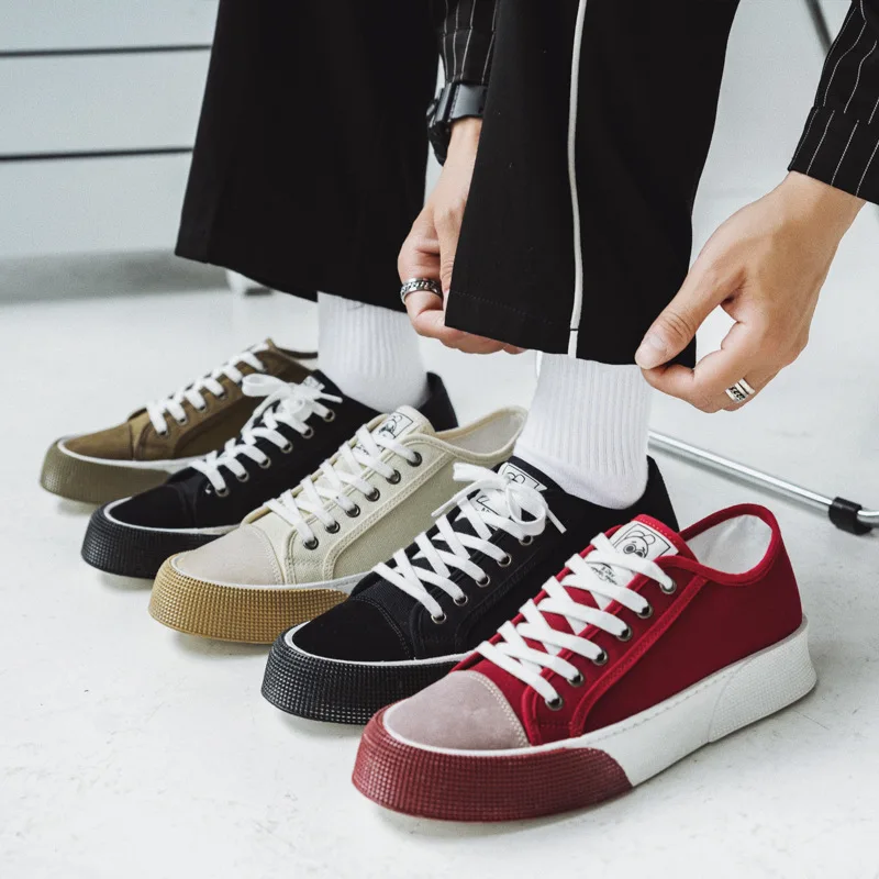 

Low Top Men Casual Canvas Shoes Sneakers White Black Walking Shoes Lace Up Round Head Men Casual Sports Board Shoes