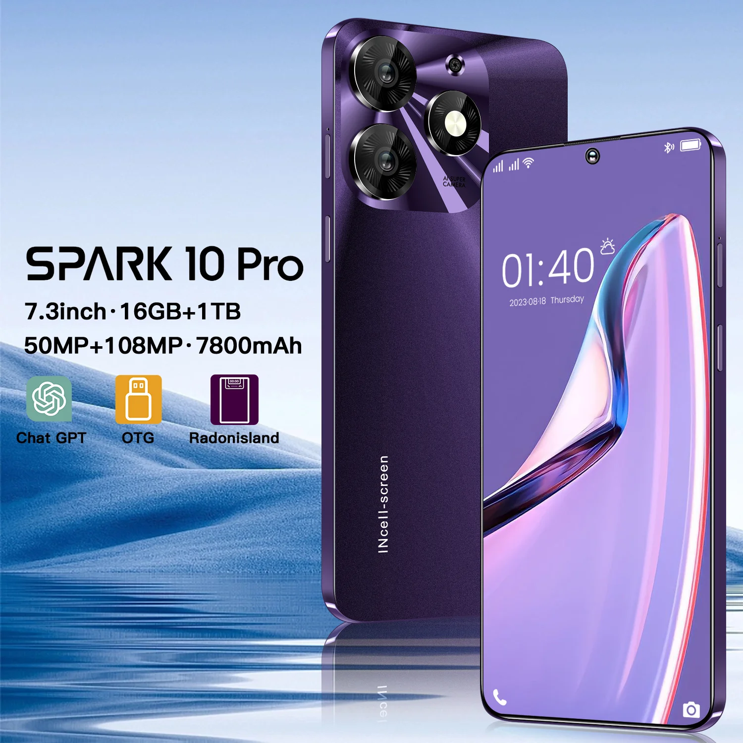 Смартфон глобальная версия Spark 10 Pro телефон с экраном 7 3 дюйма 16 ГБ + 1 ТБ две