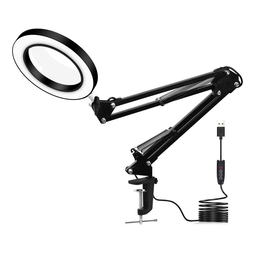 

5X LED Magnifying Glass Table Lamp Desk Magnifier LED Magnifying Glass for Reading Rework Soldering Repair Table Lamp