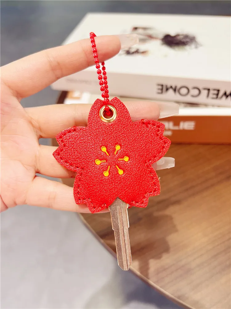 

Искусственный кожаный чехол для ключей цветочный