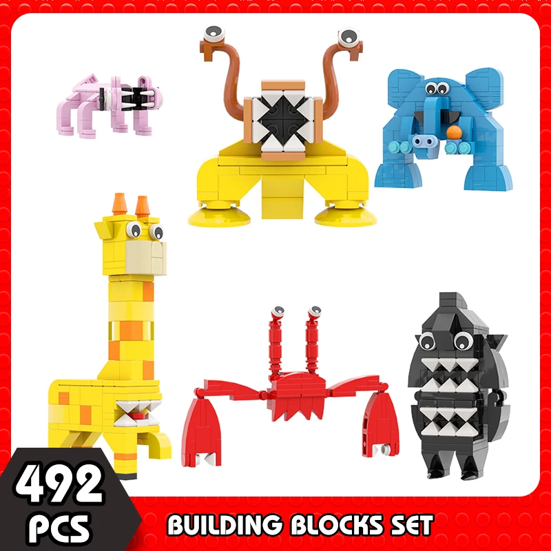 

MOC Animal Series Garten of Banbaned Sharky Clee Giraffe Melman Crabzilla Nibbler Lazcat Coach Pickles Building Blocks Kids Toy