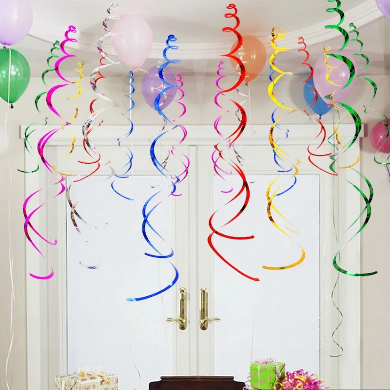 

6 Pcs Happy Birthday Spiral Pendant Birthday Party Hanging Garland Swirl Banner Pendant Wedding Festive Decorations