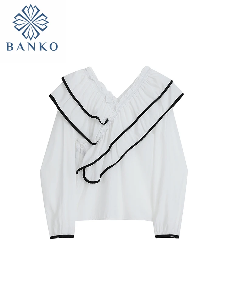 

French Style Retro V-neck Women Pleated Chiffon Shirt 2023 New Tierred Ruffle Design Female Blouses Vintage Elegance Cozy Chic