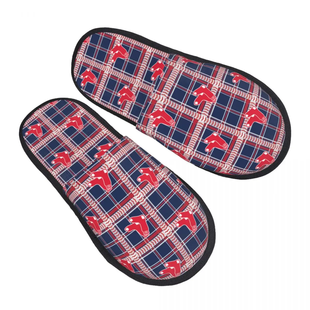 Red Sox Plaid Print Warm Soft Shoes Home Footwear Autumn Winter 2023