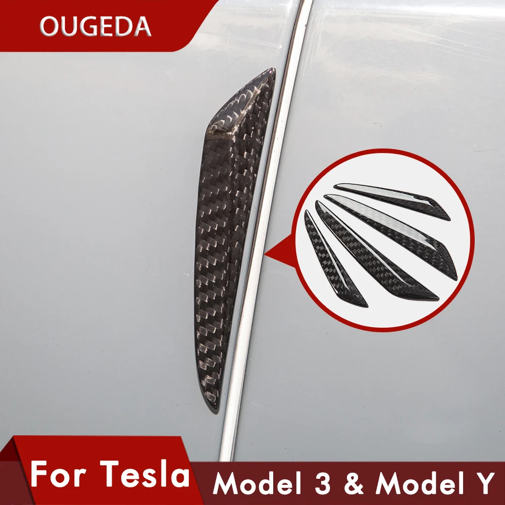 

OUGEDA 2017-2021 New Tesla Model 3/Y/S/X 4PCS Sticker Car Side Door Edge Protector Protective Strip Scrape Guard Cover 3D