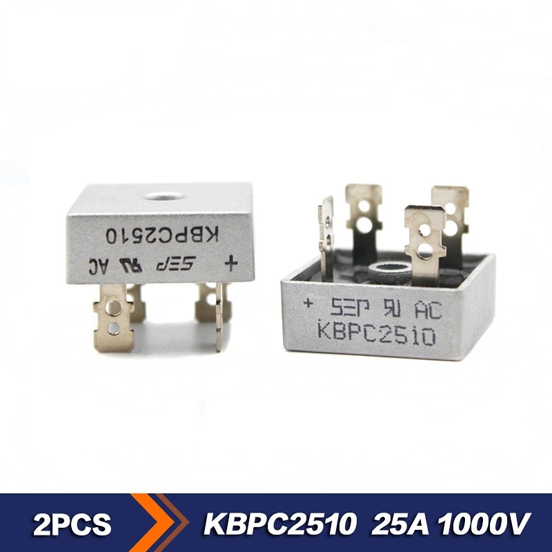 

2PCS KBPC2510 Diode Bridge Rectifiers 1000V 25A Rectifiers Diodes Electronic Silicon
