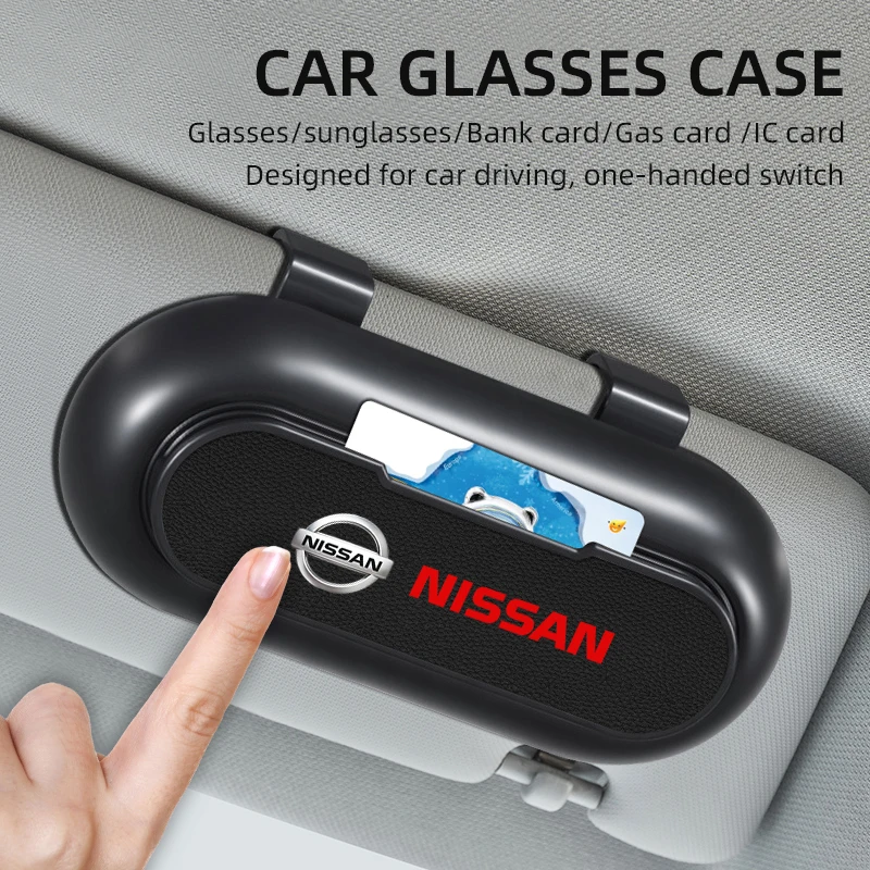 Автомобильные аксессуары для Nissan X-trail Qashqai Note, Juke Sentra, патруль Navara, автомобильный держатель для солнцезащитных очков, футляр для хранения очков