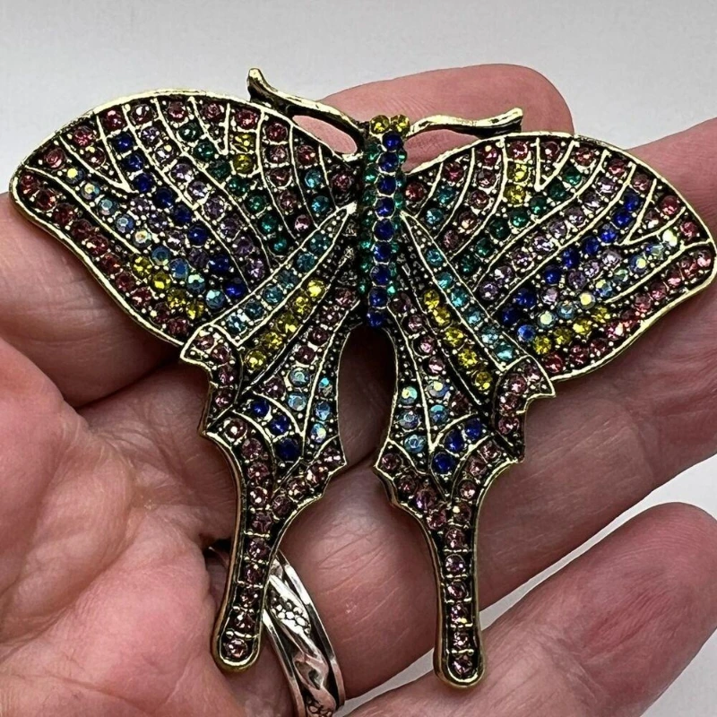 

European And American Retro Palace Colorful Rhinestone Studded Butterfly Brooch Suit Coat Clothing Brooch Corsage Accessories