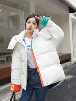 2023 women winter thick hooded down jacket cotton cropped warm padded parka for women loose jacket winter coat
