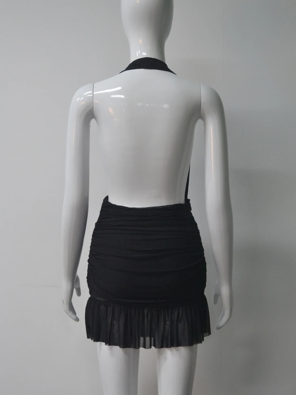 Модное сексуальное лоскутное платье с открытой спиной боди лямкой на шее костюм