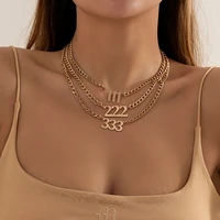 lacteo fashion gold color numerals decor choker necklaces for women men creative silver color chain choker necklace 2022 jewelry