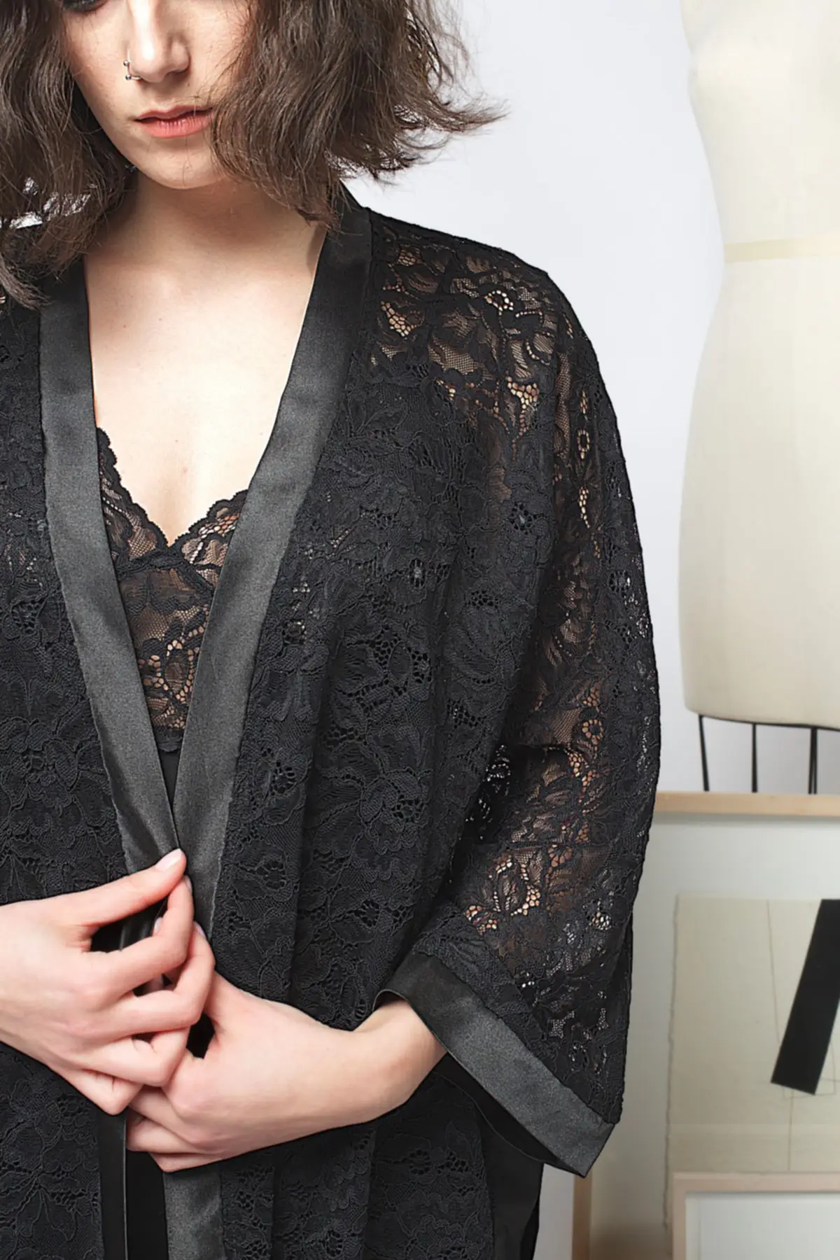 

Халат женский кружевной, пикантный пеньюар, кимоно для невесты